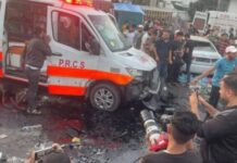 इजरायलद्वारा एम्बुलेन्समा हवाई आक्रमण, १५ को मृत्यु